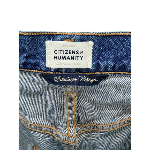 Citizens of Humanity Medium Wash Distressed Barrel Wide Leg Horseshoe Jeans 29 - Picture 7 of 12